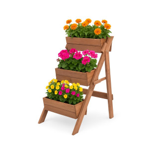 Impregnált, háromszintes fa virágcserép