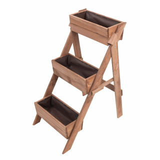 Impregnált, háromszintes fa virágcserép