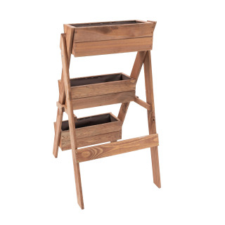 Impregnált, háromszintes fa virágcserép