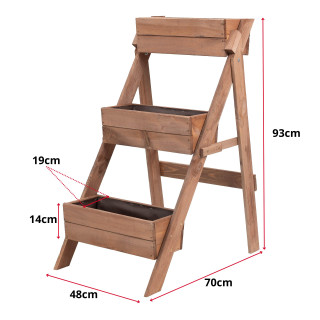 Impregnált, háromszintes fa virágcserép