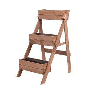 Impregnált, háromszintes fa virágcserép