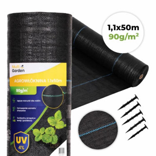 Fekete gyomnövényes UV agrotextília 90 g - 1,1 x 50 m
