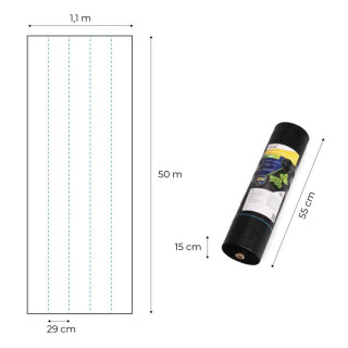 Fekete gyomnövényes UV agrotextília 90 g - 1,1 x 50 m
