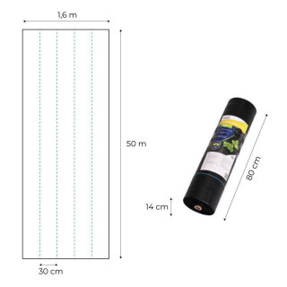 Tuberkulózis elleni fekete UV agrotextília 90 g - 1,6 x 50 m