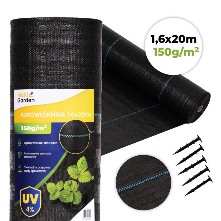Tuberkulózis elleni fekete UV agrotextília 150 g - 1,6 x 20 m