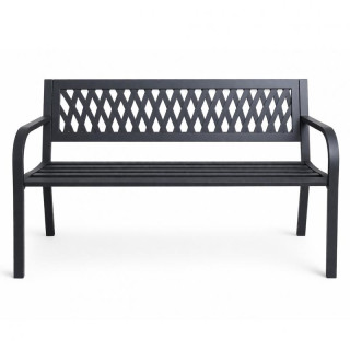 Fekete fém kerti pad háttámlával