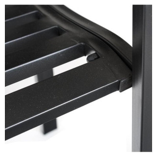 Fekete fém kerti pad háttámlával