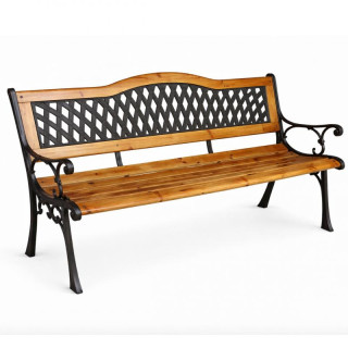 Fém-fa kerti pad háttámlával