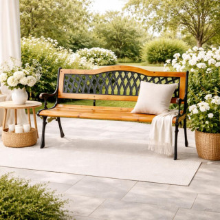 Fém-fa kerti pad háttámlával