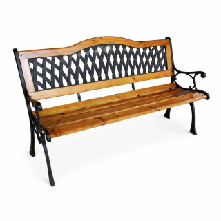 Fém-fa kerti pad háttámlával