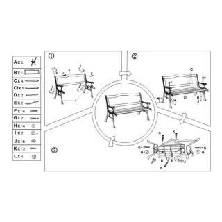 Fém-fa kerti pad háttámlával