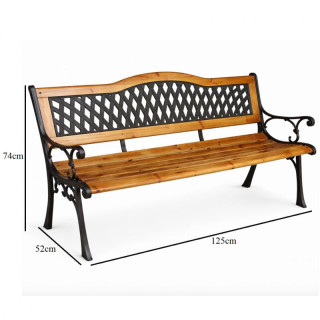 Fém-fa kerti pad háttámlával