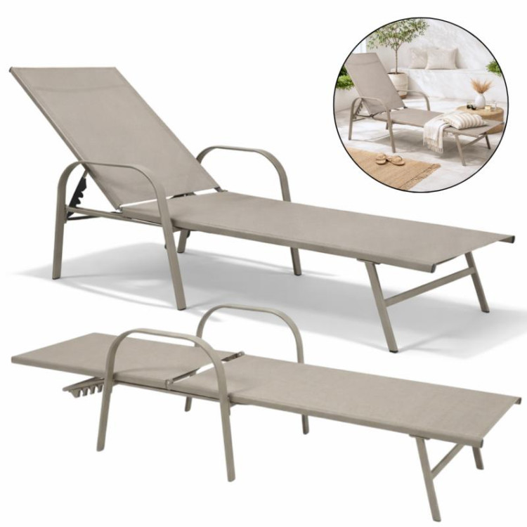 Bézs kerti nyugágy állítható háttámlával