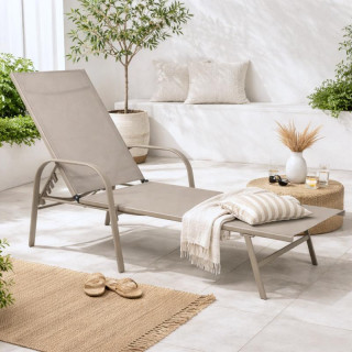 Bézs kerti nyugágy állítható háttámlával