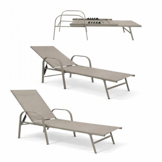 Bézs kerti nyugágy állítható háttámlával