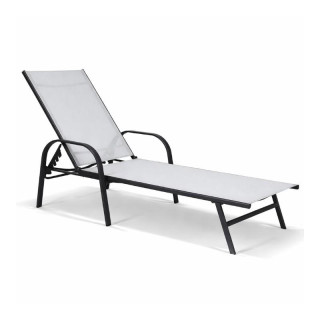 Fekete és szürke kerti nyugágy állítható háttámlával