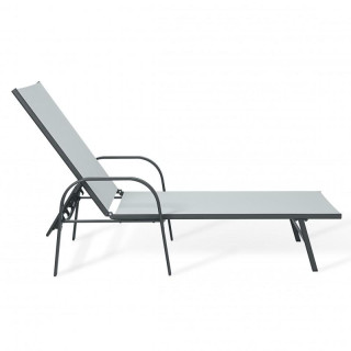 Fekete és szürke kerti nyugágy állítható háttámlával