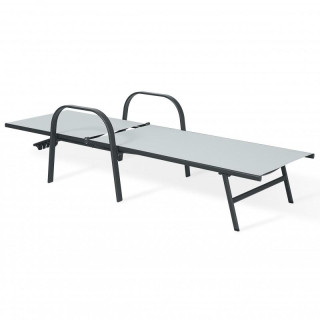 Fekete és szürke kerti nyugágy állítható háttámlával