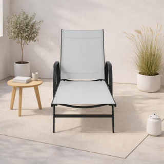 Fekete és szürke kerti nyugágy állítható háttámlával
