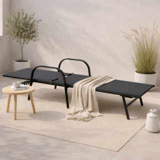 Sötétszürke kerti nyugágy állítható háttámlával