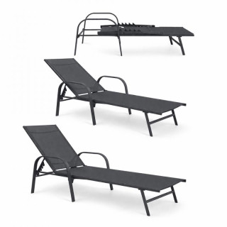 Sötétszürke kerti nyugágy állítható háttámlával