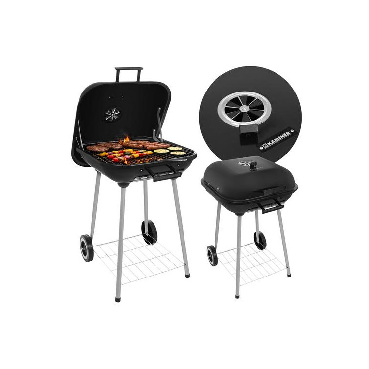 Kerti grillsütő fedéllel 53x77x46 cm Kaminer