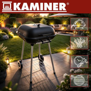 Kerti grillsütő fedéllel 53x77x46 cm Kaminer
