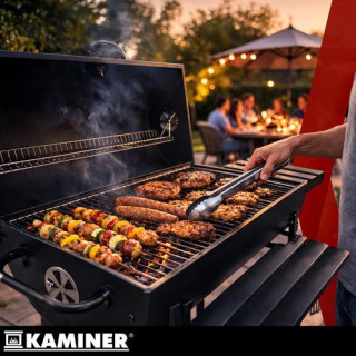 Kerti grillsütő fedéllel 108x67x96 cm Kaminer