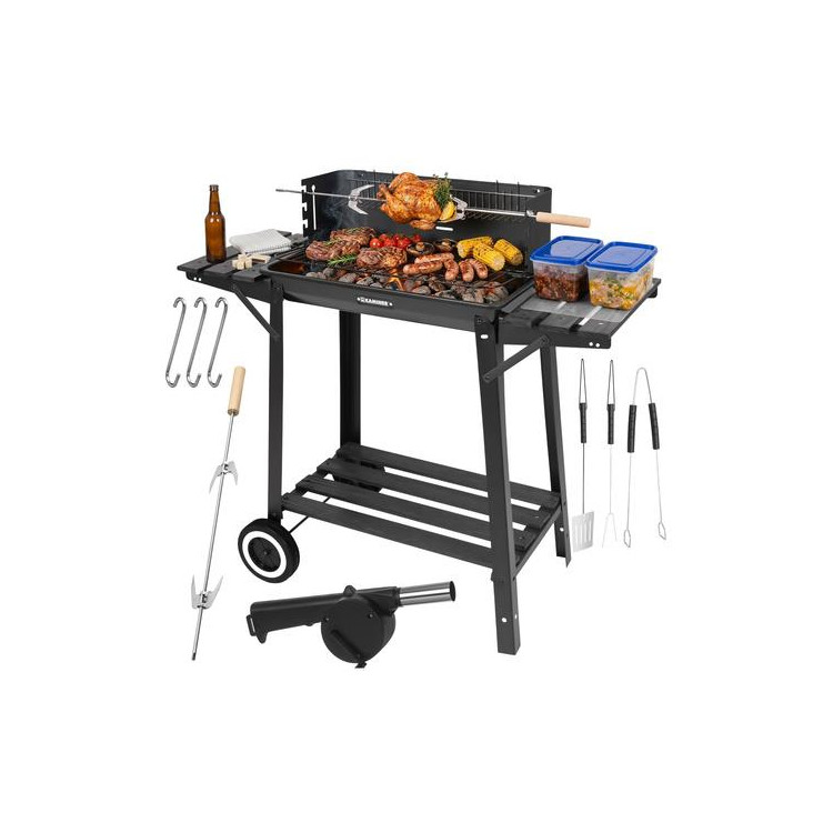 Kerti grill nyárssal 93x41x86 cm Kaminer