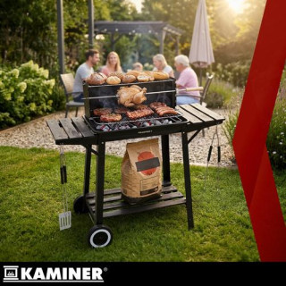 Kerti grill nyárssal 93x41x86 cm Kaminer